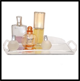Cosmetic Display Tray With Mirrored Base